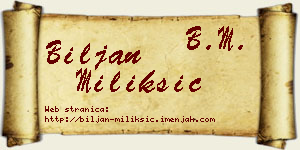 Biljan Milikšić vizit kartica